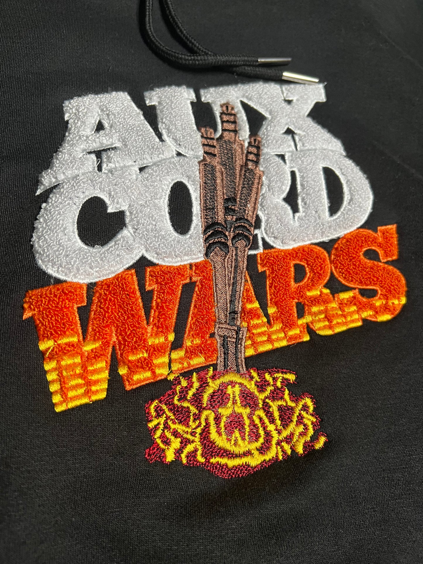 “Ya feel me?” Black Chenille Patch Hoodie